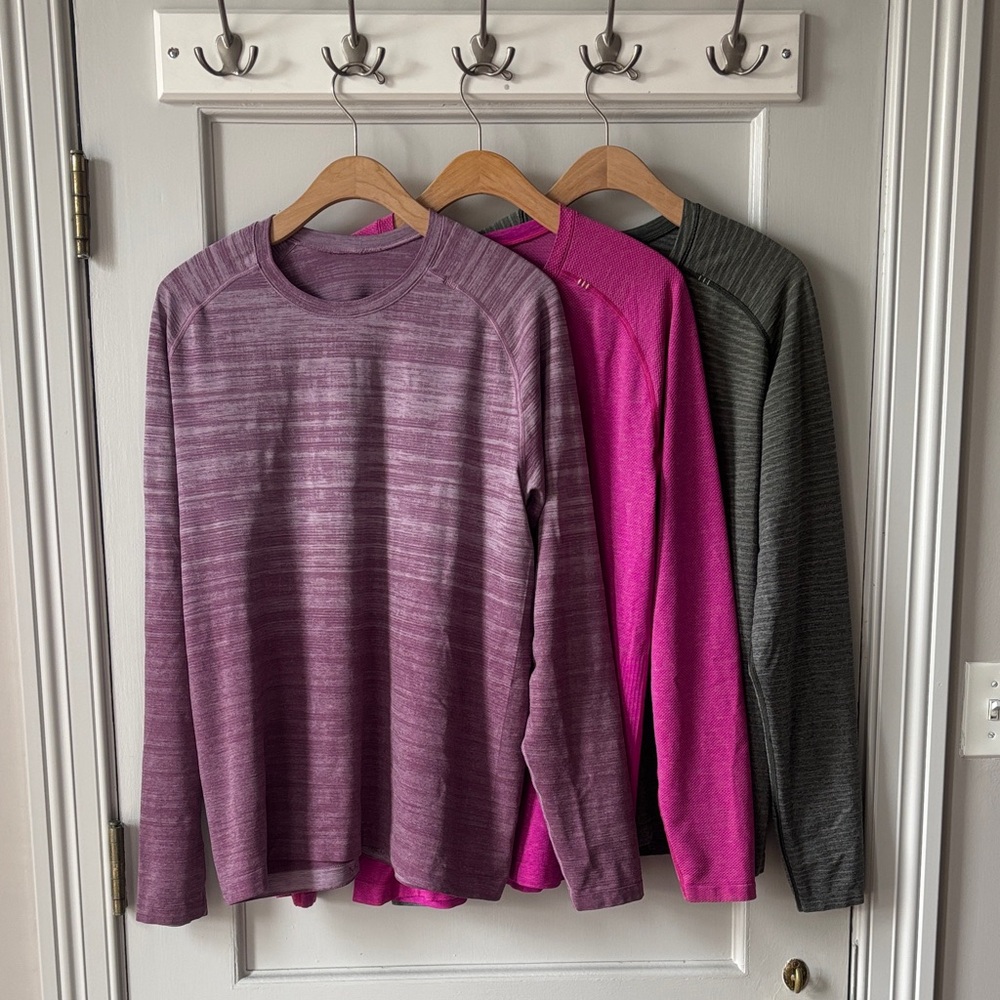 lululemon athletica Metal Vent Long Sleeve Shirts LOT OF 3 - Purple, Pink, Green